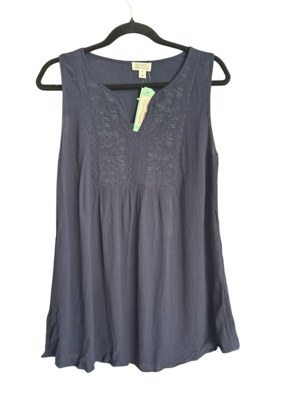 Market & Spruce Stitch Fix Navy Blue Embroidered Tank Top M Medium NWT Boho New